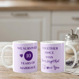 Caneca De Café Esposa 10 anos de casamento ano roxo
