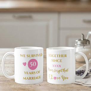 Caneca De Café Esposa 50 anos de casamento ano rosa