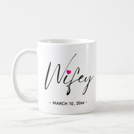Caneca de Café Esposa com Data de Casamento com Es