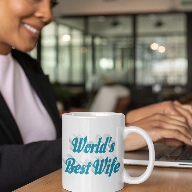 Caneca De Café Esposa do céu azul, meio texto (Criador carregado)