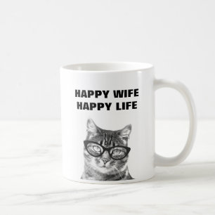Caneca De Café ESPOSA FELIZ VIDA FELIZ citação engraçada de casam