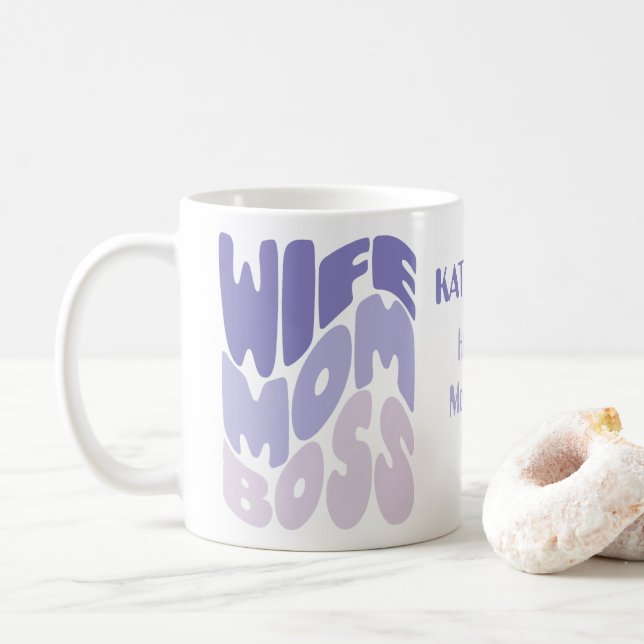 Caneca De Café Esposa, mãe, chefe costume (Com Donut)