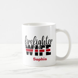 Caneca De Café Esposa Magra De Bombeiro Personalizada