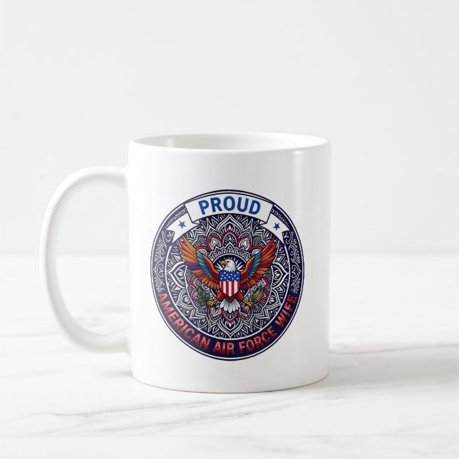 Caneca De Café Esposa Orgulhosa da Força Aérea Americana (Esquerda)