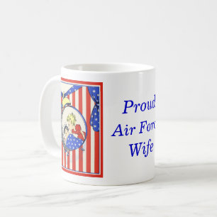 Caneca De Café esposa orgulhosa da Força Aérea estampa vintage