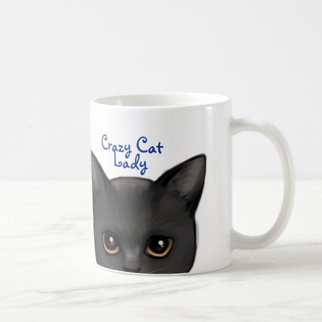 Caneca De Café Espreitando o gato preto w/Golden Eyes - a senhora (Direita)
