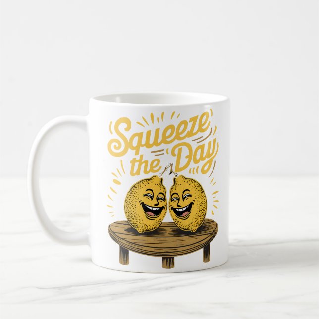 Caneca De Café  “Esprema o Dia” Motivação de Limão (Esquerda)