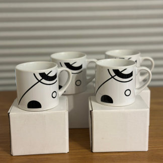 Caneca de Café Espresso Abstrata Preta e Branca El
