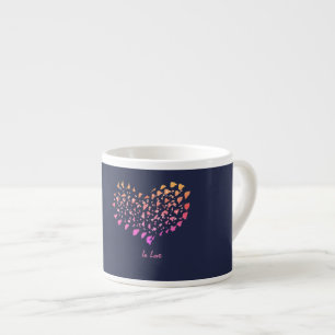 Caneca de Café Espresso Coração Roxo Rosa de Amor