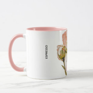 Caneca de Café Espresso Floral – Duas Cores Branco