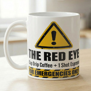 Caneca De Café Espresso Red Eye Engraçado Alerta de Emergência 