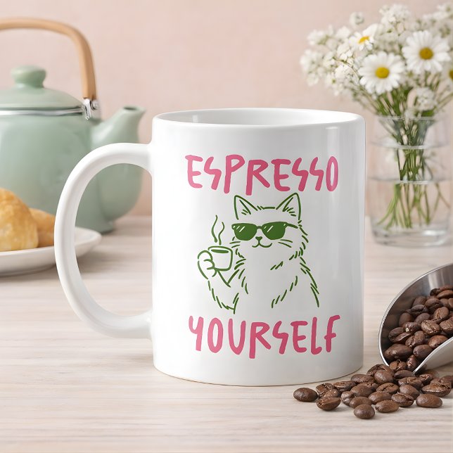 Caneca De Café Espresso Yourself Funny Cat Coffee (Criador carregado)