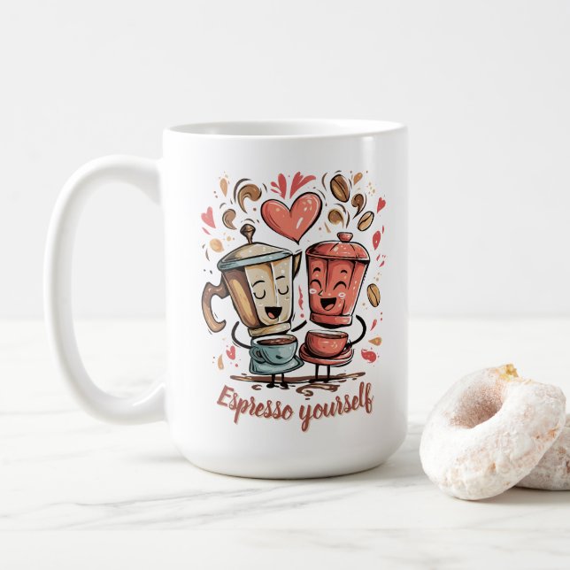 Caneca De Café Espresso yourself funny coffee lover graphic art (Com Donut)