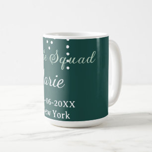 Caneca De Café Esquadra da noiva adicionar nome monograma azul da
