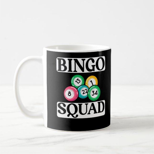 Caneca De Café Esquadrão Bingo Engraçado Dizendo Bingo (Esquerda)