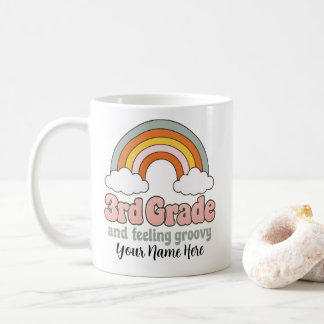 Caneca De Café Esquadrão da 3ª Série Boho Arco-Íris Groovy Retro