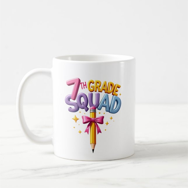 Caneca De Café Esquadrão da 7ª Série de Volta às Aulas (Esquerda)