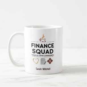 Caneca De Café Esquadrão de Finanças Café Personalizado & Planilh