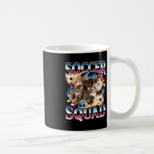 Caneca De Café Esquadrão de Futebol Meme de Gato Engraçado Retro
