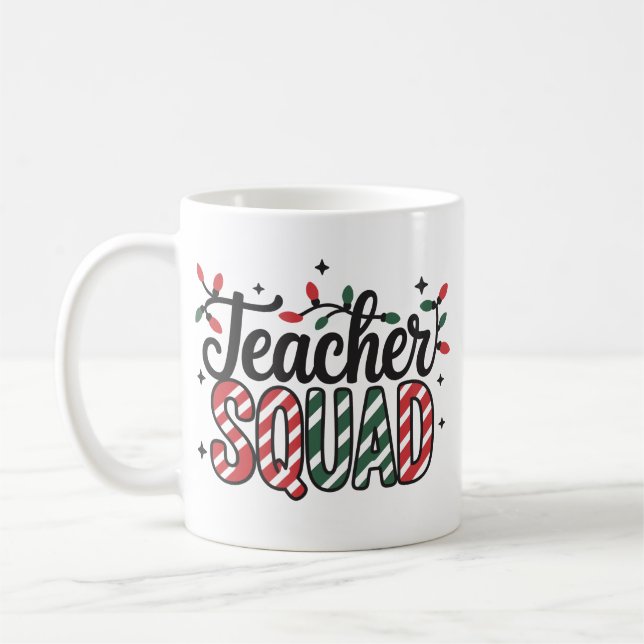 Caneca De Café Esquadrão de Professores de Natal Divertido Merry  (Esquerda)