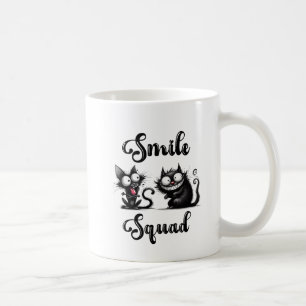 Caneca De Café Esquadrão de Sorriso com Design de Gatos Engraçado
