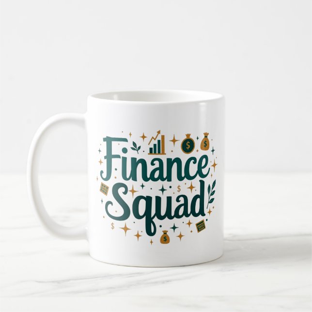 Caneca De Café Esquadrão Financeiro Personalizado com Nome (Esquerda)