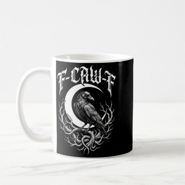 Caneca De Café Esqueça Corvo Lua Gótica Divertida Assustadora (Esquerda)