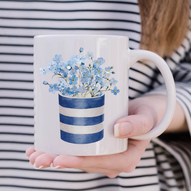 Caneca De Café Esqueça-me de não usar cerâmica de flower-over (Forget me Nots personalized mug)