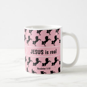 Caneca De Café ESQUEÇA UNICORNS JESUS É VERDADEIRO Monograma Cris