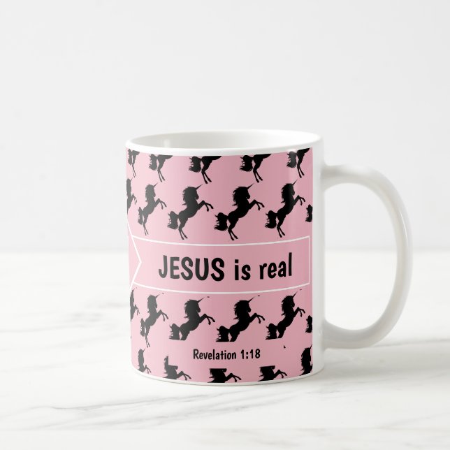 Caneca De Café ESQUEÇA UNICORNS JESUS É VERDADEIRO Monograma Cris (Direita)