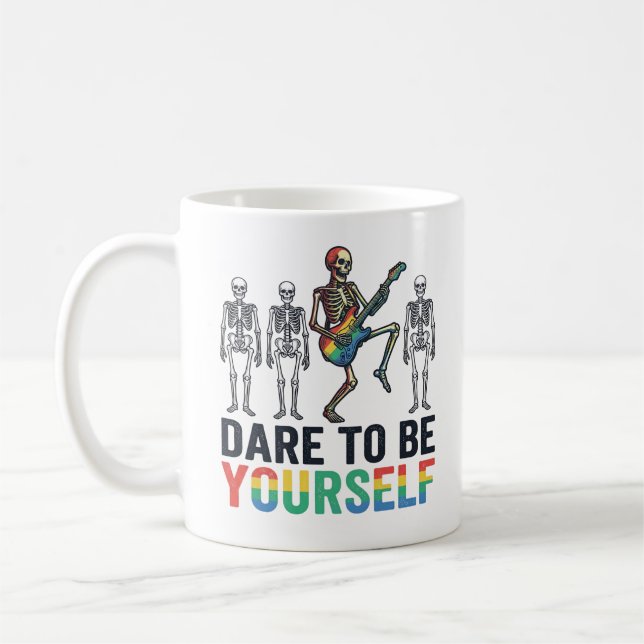Caneca De Café Esqueleto Arco-íris Ouse Ser Você Mesmo Design de  (Esquerda)