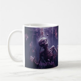 Caneca De Café Esqueleto Assustador Personalizado Horror Roxo Hal