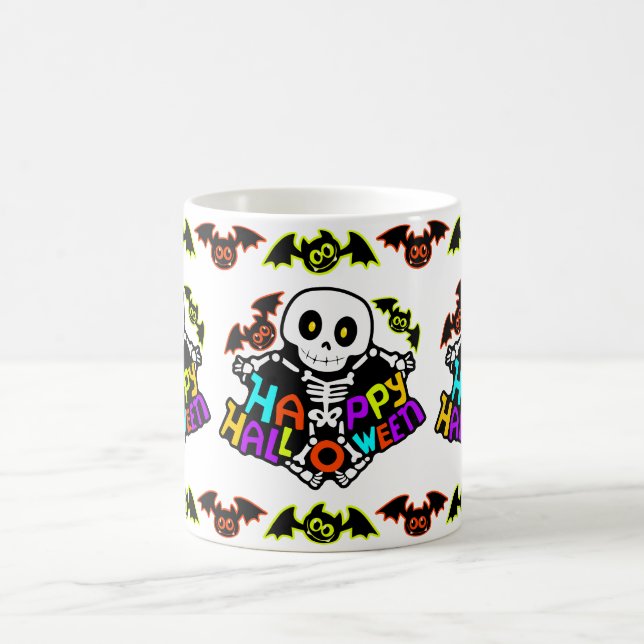 Caneca De Café Esqueleto Caprichoso de Halloween e Desenho de Mor (Centro)