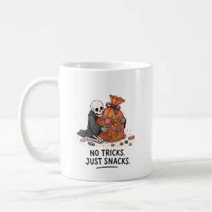 Caneca De Café Esqueleto com Saco de Doces Ilustração Divertida d