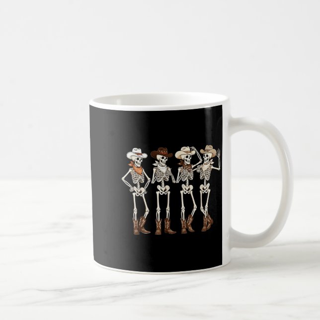 Caneca De Café Esqueleto Dançante de Cavalo com Botas Rodeio Coun (Direita)