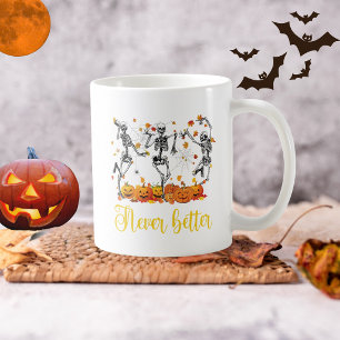 Caneca De Café Esqueleto dançante de Halloween nunca melhor abóbo