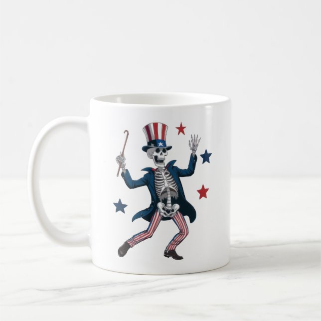 Caneca De Café Esqueleto Dançante do Dia 4 de Julho (Esquerda)