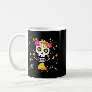 Caneca De Café Esqueleto Dançante Masculino Dia De Los Muertos Me