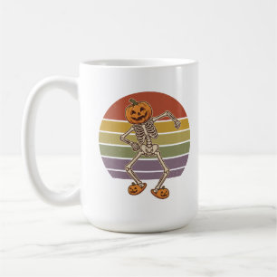Caneca De Café Esqueleto Dançante Sunset Retro Dia das Bruxas
