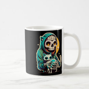 Caneca De Café Esqueleto De Anime Segurando Uma Camisa De Gato No