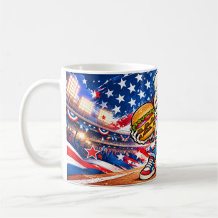 Caneca de Café Esqueleto de Beisebol EUA Divertida