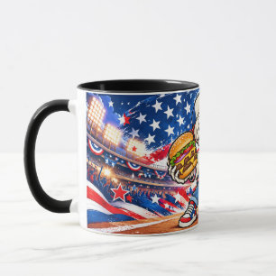 Caneca de Café Esqueleto de Beisebol EUA Divertida