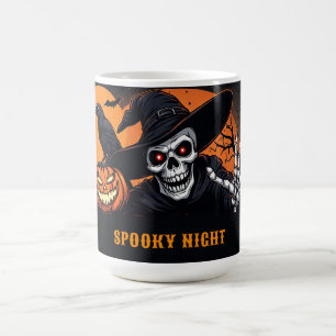 Caneca De Café Esqueleto de Bruxa Abóbora de Halloween Glow 🍂