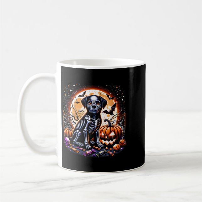 Caneca De Café Esqueleto de Cão de Halloween (Esquerda)