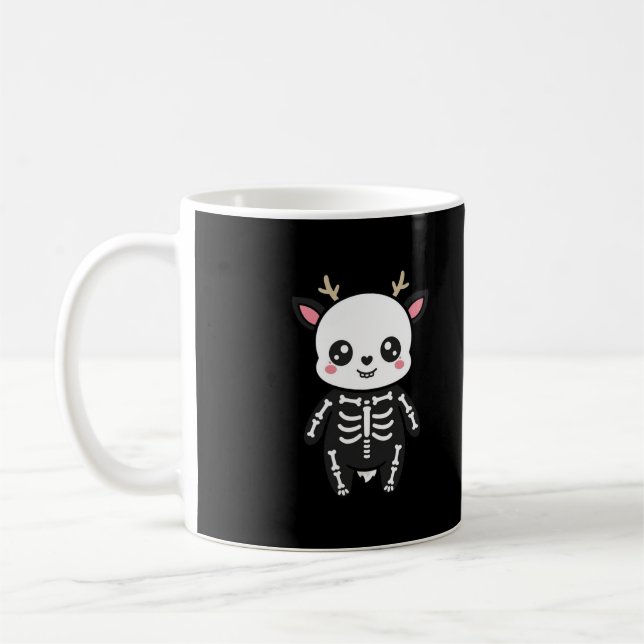 Caneca De Café Esqueleto de Cervo Fofo de Halloween (Esquerda)