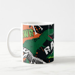 Caneca De Café Esqueleto de dinossauro, padrão perfeito.