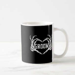 Caneca De Café Esqueleto de Groom Spooky Mãos Noivado de Hallowee