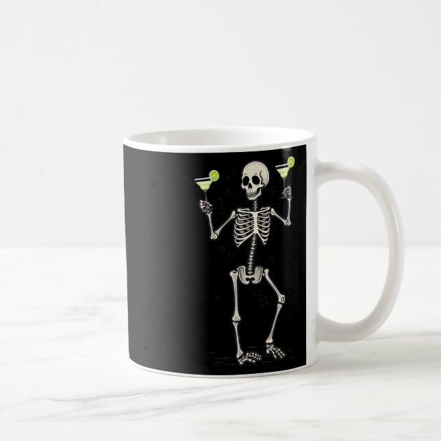 Caneca De Café Esqueleto de Halloween Bebendo Cauda de Margarita  (Direita)