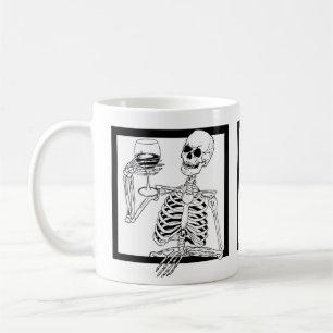 Caneca De Café esqueleto de halloween esbofetear o crânio do vin