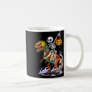 Caneca De Café Esqueleto de Halloween montando Múmia T Rex Dinoss
